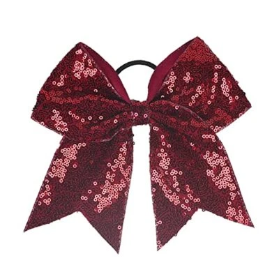 Pinzas para el cabello con moño de lentejuelas para niñas grandes rojas alegres moños para el cabello rojo brillante borgoña Foto 1 de 2