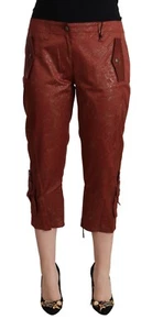 JUST CAVALLI Pantalone Cropped Capri Marrone Lurex Vita Media Cotone IT40/US6/S $300 - Foto 1 di 9