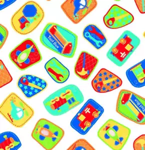 Tools and Toys Comfy Prints Flannel Fabric - Picture 1 of 3