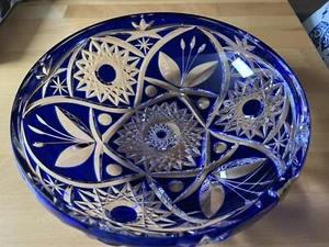 Kristall Schale Blaue Fauster Roland Frankreich 30 Cm  - Bild 1 von 4