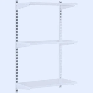 Warehouse Adjustable Wall Shelving Kit White 2x1000mm Uprights, 3x Shelves - Picture 1 of 11