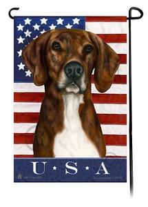 Bandera de jardín patriótica de Estados Unidos - Brindle and White Plott Hound 209A - Imagen 1 de 1