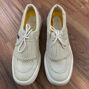 Zapatos de golf vintage PRO-SHU para mujer 8 N color tostado borla púas de metal cuero superior - Imagen 1 de 5