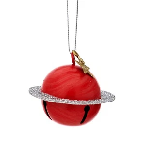 Sass and Belle Glitter Saturn Bell Bauble Hanging Christmas Tree Glitter star - Picture 1 of 3