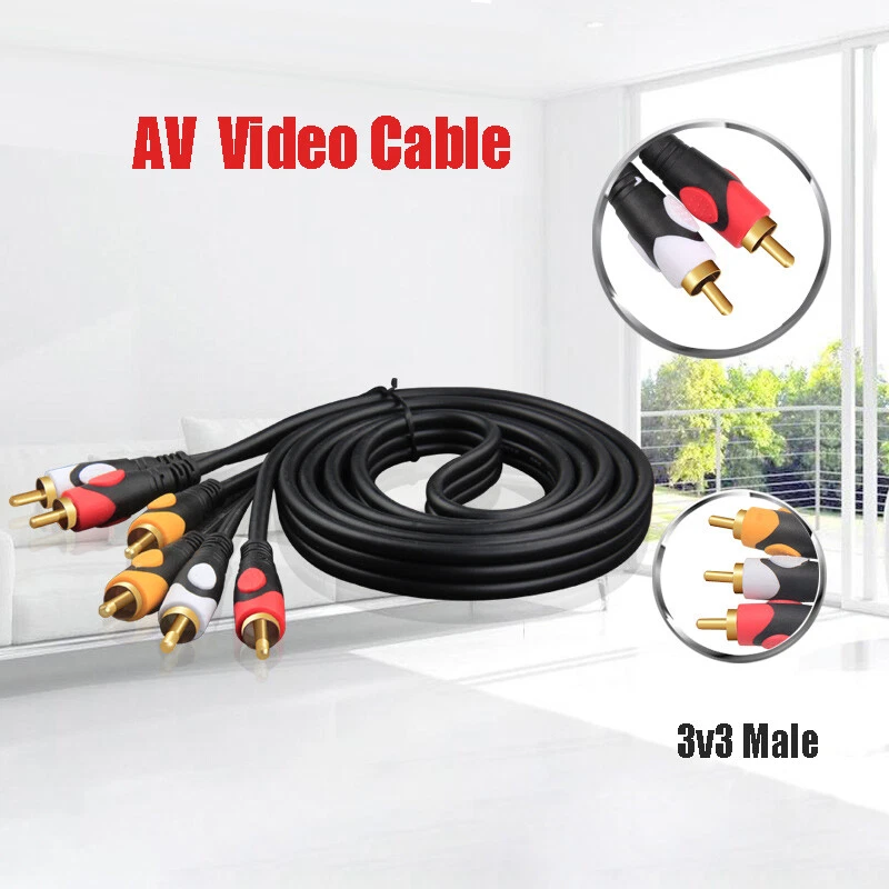 3v3 Male to Plug Cable Lead TV/DVD/AV Video Cable Composite Audio Wire 1.5-20M - Image 1 of 4