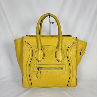 CELINE Luggage Micro Shopper Handbag Yellow Leather Handbag Excellent✨ - Image 1 of 4