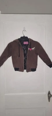 CowGirl 硬件女孩棕色马标志装饰夹克带连帽衫尺寸 Xs — 第 1/4 张图片