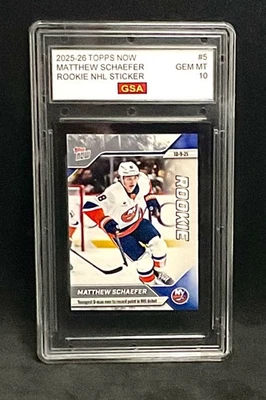 2025–2026 Topps Now Matthew Schaefer No5 дебютант НХЛ (оценка 10 Gem Mt) - Изображение 1 из 2