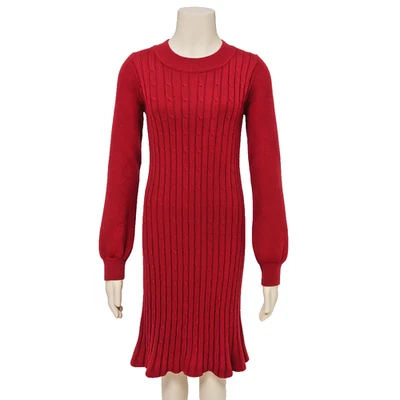 Vestido suéter Abercrombie infantil meninas malha cabo vermelho manga longa 13/14 - Imagem 1 de 4