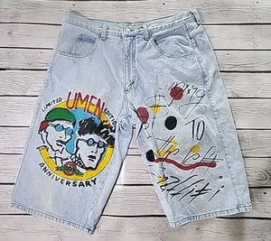 Pantaloncini denim UMEN vintage anni 90 uomo taglia 36 USA edizione limitata lavaggio pietra chiaro - Foto 1 di 17