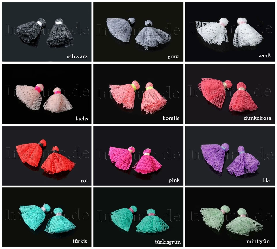 Porte-Clés En Tulle 25 Mm Pompons Choix De Couleurs, QT5 - Photo 1/1