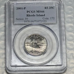 2001-P PCGS MS66 Rhode Island State Quarter Business Strike 25C - Picture 1 of 2