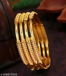 Dailywear Golden Bangle Designer Wedding Women Chudiya Jewelry (4Pcs) - Imagen 1 de 2