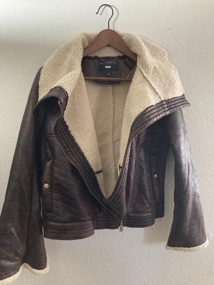 Chaqueta de Motociclista Anthropologie Bernardofaux Cuero Transparente M Marrón Foto 1 de 4