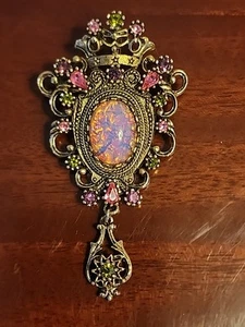 Sarah Coventry Contessa Brooch-Victorian Crown Faux Opal and Rhinestones 1970's! - Picture 1 of 6