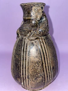 Unique Glazed Terracotta Redware Horse Motif Jug/ Vase - Picture 1 of 11