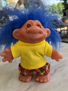 Vintage 1986 Thomas Dam Troll Dolls 4 1/2 in +Blue Hair - Picture 1 of 10