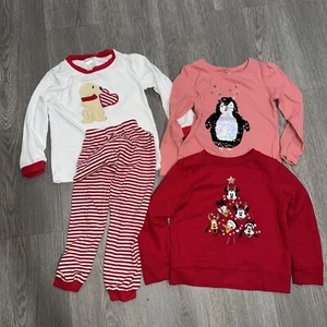 Lot Of 4 Christmas Pieces Girls 4T Stitchy Fish And Jumping Beans - Picture 1 of 4