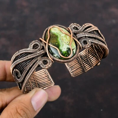 Cobre Australiano Cromo Piedra Calcedonia Nuevo Alambre Envuelto Hija Brazalete Joyería Foto 1 de 4