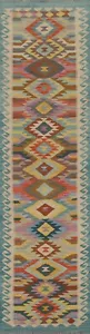 South-western Pastel Color Reversible Kilim Hand woven Runner Rug 2' 9" x 11' 3" - Picture 1 of 10