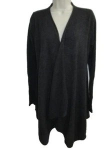 Nanette Lepore 100% 2-ply Cashmere Gray Drape Open Front Cardigan Size M - Picture 1 of 5
