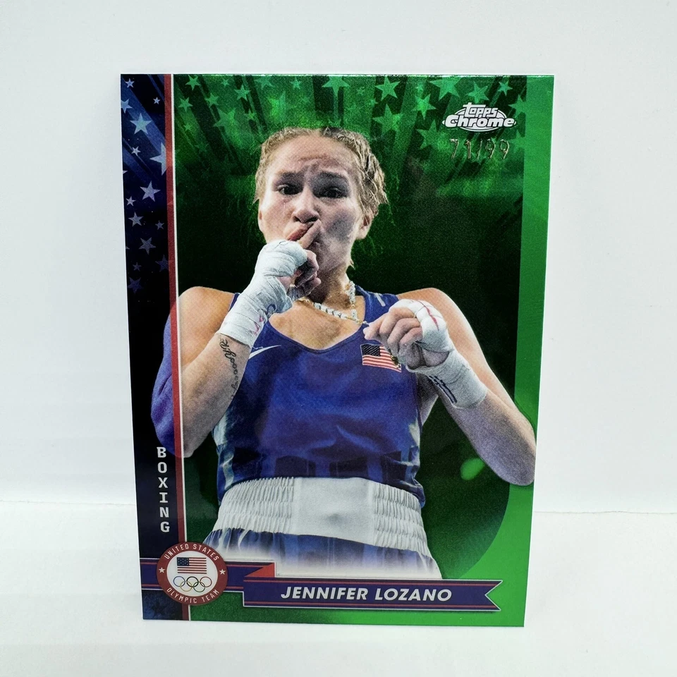 2024 Topps Chrome US Olympic Jennifer Lozano Green Refractor #13 Numbered 71/99 - Image 1 of 3