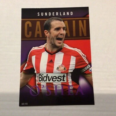 John O'Shea #JO Sunderland Captain 08/49 made 5x7 purple 2014/2015 Topps Premier - Image 1 of 2