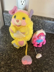 Vintage Popples 1985 Yellow Plush American Greetings 8" & Pink Miniđź’— - Picture 1 of 8