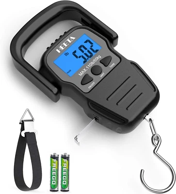 Báscula digital para peces con pantalla LCD retroiluminada, capacidad 110 lb y cinta métrica Foto 1 de 4