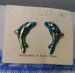 Dolphin Earrings One of a Kind Handcrafted in Kona Hawaii Kristin Shaw - Picture 1 of 5