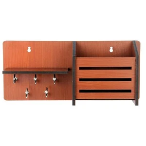 Handmade Wooden Home Home-Side-Shelf Holder For Gift Items Brown Color7 Hook - Picture 1 of 3