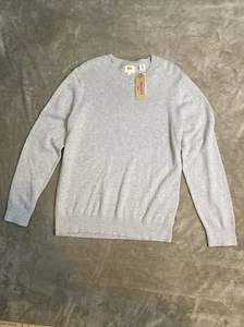 Levis Mens Sweater Large Gray V Neck Knit Long Sleeve Pullover NWT - Picture 1 of 9