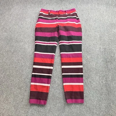 New York & Co Pants Woman 8 Purple Striped Stretch Funky Loud Groovy Rainbow - Image 1 of 4