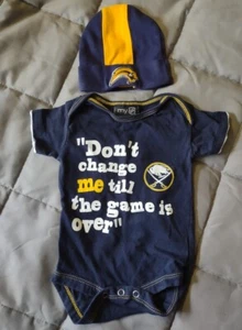 Buffalo Sabres "Don't Change me" Baby one piece Bodysuit & Goat Head Logo Hat - Picture 1 of 4