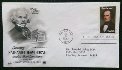 Scott 2047 FDC Nathaniel Hawthorne Literary Arts Art Craft PCS Cache ADDRESSED - Image 1 of 3