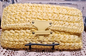 Vintage bezaubernde gelbe Raffia Handtasche Clutch Tasche - Bild 1 von 11