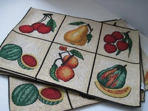 Set of 6 Tapestry Placemats Fruit Print High Quality 17.5x12" New - Picture 1 of 24