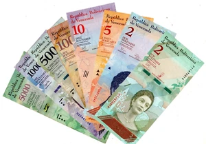 SET 8 VERSCHIEDENE BANKNOTEN VENEZUELA 5000 1000 5000 100 10 5 2 2 Bolivar SCHILDKRÖTE - Bild 1 von 2