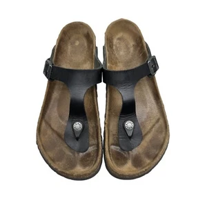 Birkenstock Zehenstegsandale Gizeh schwarz geöltes Leder Damengröße 9 ? - Bild 1 von 12