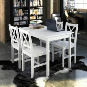 4 Person Kitchen Dining Set Wooden Furniture 1 Table & 4 Chairs Seat Multi Color - Picture 1 of 16