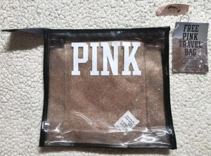 VICTORIA'S SECRET PINK DISCONTINUED Glitter Clear Zip up Travel Jelly Bag NWT - Picture 1 of 4