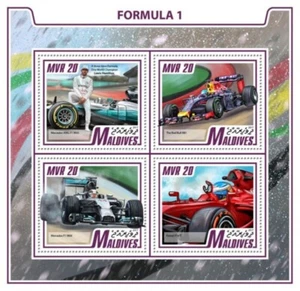 Maldives - 2017 Formula 1 Racing - 4 Stamp Sheet - MLD17909a - Picture 1 of 1