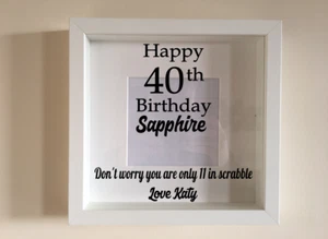Box Frame Vinyl Decal Sticker Wall art Quote Happy 40th Birthday Scrabble - Picture 1 of 12