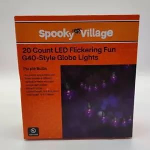 Spooky Village 20 Stück LED flackernde Spaß G40-Stil Kugel Lichter-lila-Neu im Karton - Bild 1 von 5