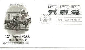 US Scott #2130, First Day Cover 4/18/85 Oil Center Plate #1 Coil Oil Wagon - Picture 1 of 1