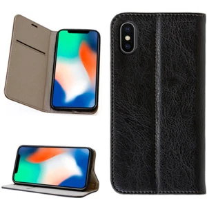 Luxus Leder Schutzhülle für Apple iPhone X Smartphone Tasche Case Cover schwarz - Picture 1 of 12