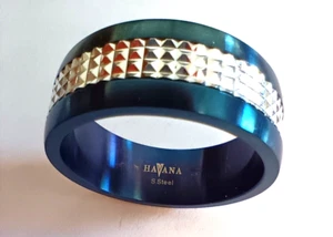 Havana Steel Spinner Ring Blue Stainless Steel Jewelry Size 12.5 Stainless Steel - Picture 1 of 5