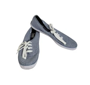 Keds Light Blue White Polka Dot Canvas Lace Up  Sneakers Size 8.5 - Picture 1 of 8
