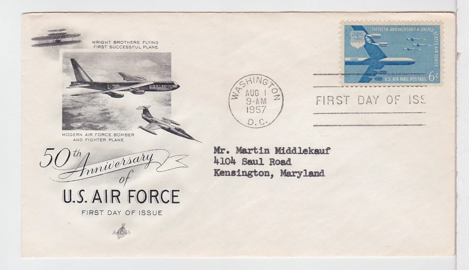 TurtlesTradingPost -  Air Force 50 Anniversary  FDC  #C49- 1957- Artcraft Cachet - Image 1 of 1