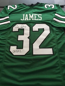 CRAIG JAMES AUTOGRAPHED GREEN CUSTOM JERSEY " USFL " INSCR. JSA - Picture 1 of 11